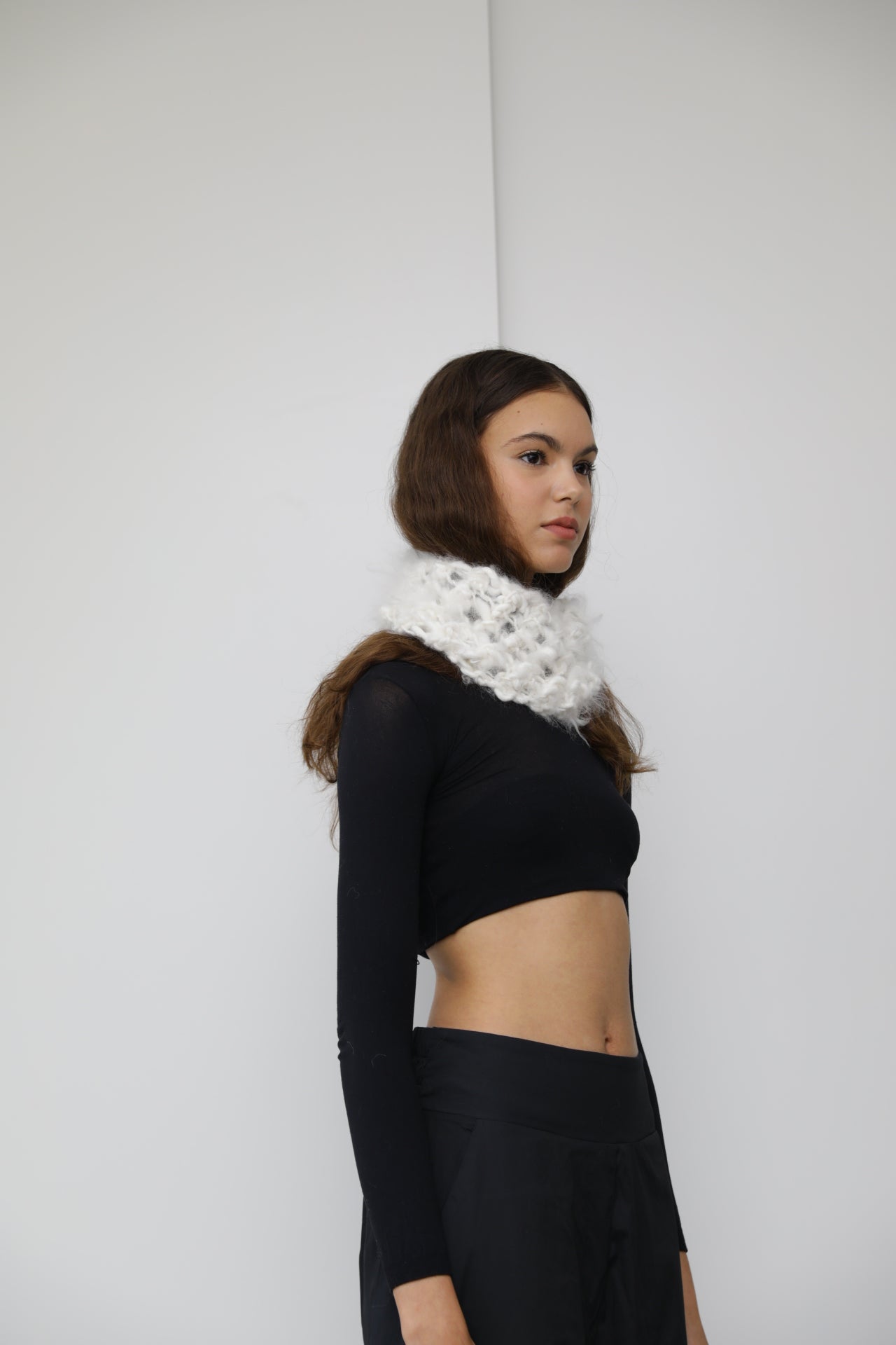 GOLA/GORRO ANGORÁ BRANCA • 100% FEITO À MÃO