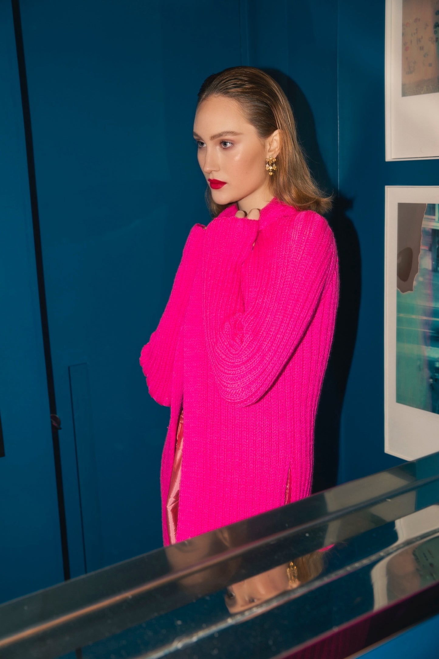 CARDIGÃ LONGO PINK • 100% FEITO À MÃO