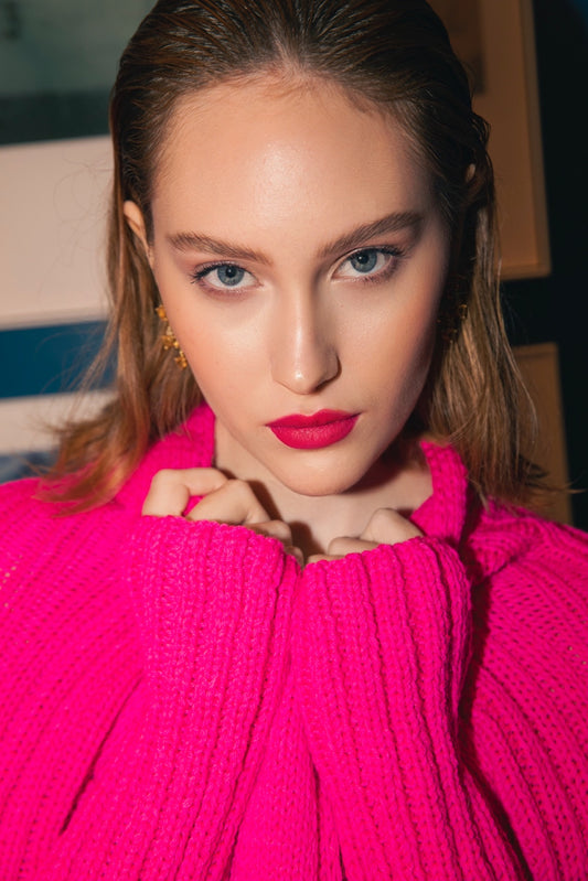 CARDIGÃ LONGO PINK • 100% FEITO À MÃO
